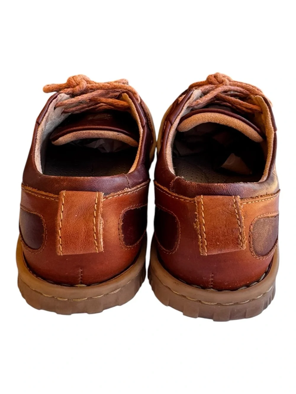 Born Brown Leather Lace Up Comfort Shoes Sneakers Oxford Driving Mocs Size 8W